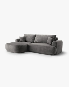 COLTAR EXTENSIBIL ELLA, PE STANGA, GRI, 271X174 CM, TAPITAT CU TAPITERIE DIN TEXTIL CATIFEA VOGUE, MICADONI - Img 2