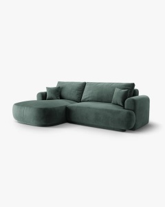 COLTAR EXTENSIBIL ELLA, PE STANGA, PETROL INCHIS, 271X174 CM, TAPITAT CU TAPITERIE DIN TEXTIL CATIFEA VOGUE, MICADONI - Img 2
