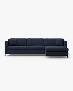 COLTAR EXTENSIBIL GLORIA, ALBASTRU, PE DREAPTA, 266 CM, TAPITAT CU TAPITERIE DIN TEXTIL STRUCTURAT BJORN, MICADONI