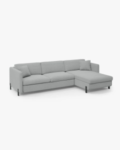 COLTAR EXTENSIBIL GLORIA, GRI DESCHIS, PE DREAPTA, 266 CM, TAPITAT CU TAPITERIE DIN TEXTIL STRUCTURAT BJORN, MICADONI - Img 4