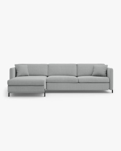 COLTAR EXTENSIBIL GLORIA, GRI DESCHIS, PE STANGA, 266 CM, TAPITAT CU TAPITERIE DIN TEXTIL STRUCTURAT BJORN, MICADONI
