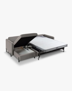 COLTAR EXTENSIBIL GLORIA, GRI, PE STANGA, 266 CM, TAPITAT CU TAPITERIE DIN TEXTIL CATIFEA SALVADOR, MICADONI - Img 3