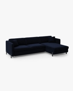 COLTAR EXTENSIBIL GLORIA, PE DREAPTA, ALBASTRU ROYAL, 170X286 CM, TAPITAT CU TAPITERIE DIN TEXTIL CATIFEA SALVADOR, MICADONI - Img 3