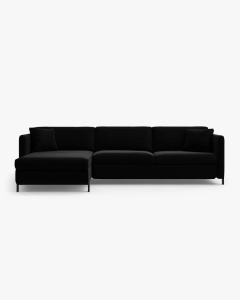 COLTAR EXTENSIBIL GLORIA, PE STANGA, NEGRU, 170X286 CM, TAPITAT CU TAPITERIE DIN TEXTIL CATIFEA SALVADOR, MICADONI