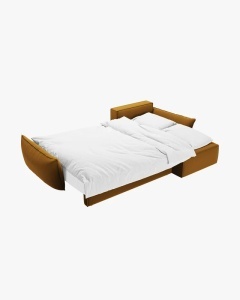 COLTAR EXTENSIBIL KAELLE, 252 CM, PE DREAPTA, GALBEN, CU TAPITERIE DIN TEXTIL CATIFEA BLUVEL, MICADONI - Img 2