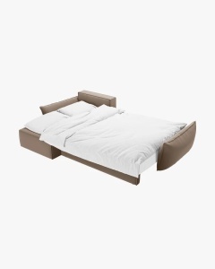 COLTAR EXTENSIBIL KAELLE, 252 CM, PE STANGA, CAPPUCCINO, CU TAPITERIE DIN TEXTIL CATIFEA BLUVEL, MICADONI - Img 2