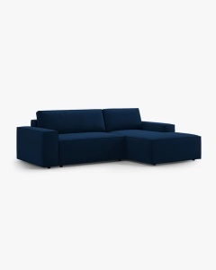 COLTAR EXTENSIBIL, PE DREAPTA, JODIE, 246X151 CM, ALBASTRU ROYAL, TAPITAT CU TAPITERIE DIN TEXTIL CATIFEA BLUVEL, MICADONI - Img 3