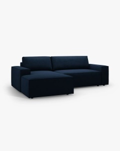 COLTAR EXTENSIBIL, PE STANGA, JODIE, 246X151 CM, ALBASTRU INCHIS, TAPITAT CU TAPITERIE DIN TEXTIL BOUCLE BALOO, MICADONI - Img 6