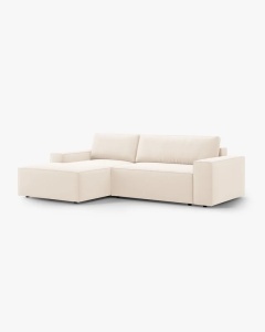 COLTAR EXTENSIBIL, PE STANGA, JODIE, 246X151 CM, BEJ DESCHIS, TAPITAT CU TAPITERIE DIN TEXTIL CATIFEA BLUVEL, MICADONI - Img 3