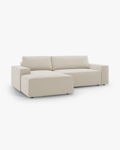 COLTAR EXTENSIBIL, PE STANGA, JODIE, 246X151 CM, BEJ INCHIS, TAPITAT CU TAPITERIE DIN TEXTIL CATIFEA BLUVEL, MICADONI - Img 6