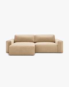 COLTAR EXTENSIBIL VICTOR, PE STANGA, NUD, 246X148 CM, TAPITAT CU TAPITERIE DIN TEXTIL CATIFEA PARIS, MICADONI