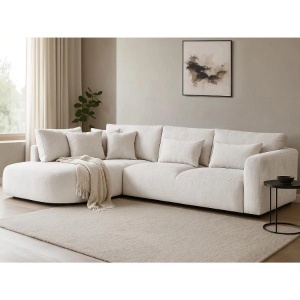 COLTAR FIX IN FORMA DE L STANGA, 300CM, CONFECTIONAT DIN MATERIAL TIP CHENILLE, GRI DESCHIS, JACOBS, STIL MODERN - Img 5