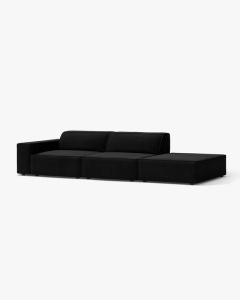 COLTAR JODIE, 262X99 CM, PE DREAPTA, CU 3 LOCURI, NEGRU, TAPITAT CU TAPITERIE DIN TEXTIL CATIFEA VENUS, MICADONI - Img 2