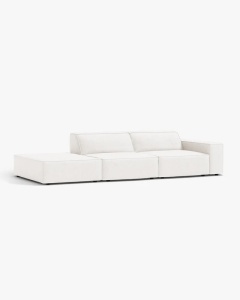 COLTAR JODIE, 262X99 CM, PE STANGA, CU 3 LOCURI, ALB, TAPITAT CU TAPITERIE DIN TEXTIL BOUCLE BALOO, MICADONI - Img 2