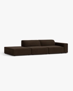 COLTAR JODIE, 262X99 CM, PE STANGA, CU 3 LOCURI, MARO INCHIS, TAPITAT CU TAPITERIE DIN TEXTIL CATIFEA BLUVEL, MICADONI - Img 2