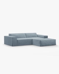 COLTAR JODIE PE DREAPTA, 224X162 CM, ALBASTRU PAL, TAPITAT CU TAPITERIE DIN TEXTIL STRUCTURAT LINS, MICADONI - Img 2