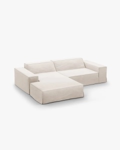 COLTAR JODIE PE STANGA, 224X162 CM, BEJ, TAPITAT CU TAPITERIE DIN TEXTIL STRUCTURAT LINS, MICADONI - Img 3