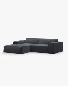 COLTAR JODIE PE STANGA, 224X162 CM, GRI ALBASTRU, TAPITAT CU TAPITERIE DIN TEXTIL STRUCTURAT LINS, MICADONI - Img 2