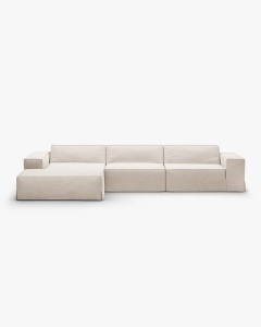 COLTAR JODIE, PE STANGA, 284X162 CM, BEJ, TAPITAT CU TAPITERIE DIN TEXTIL STRUCTURAT LINS, MICADONI