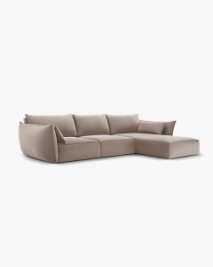 COLTAR KAELLE, 308 CM, CU 4 LOCURI, PE DREAPTA, CAPPUCCINO, CU TAPITERIE DIN TEXTIL CATIFEA BLUVEL, MICADONI - Img 2
