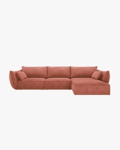 COLTAR KAELLE, 308 CM, CU 4 LOCURI, PE DREAPTA, CARAMIZIU, CU TAPITERIE DIN TEXTIL CHENILLE OVER THE HORIZON, MICADONI