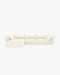 COLTAR KAELLE, 308 CM, CU 4 LOCURI, PE STANGA, BEJ DESCHIS, CU TAPITERIE DIN TEXTIL CHENILLE OVER THE HORIZON, MICADONI