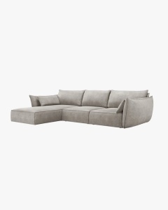 COLTAR KAELLE, 308 CM, CU 4 LOCURI, PE STANGA, GRI DESCHIS, CU TAPITERIE DIN TEXTIL CHENILLE OVER THE HORIZON, MICADONI - Img 2