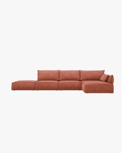 COLTAR KAELLE, 364 CM, CU 5 LOCURI, PE DREAPTA, CARAMIZIU, CU TAPITERIE DIN TEXTIL CHENILLE OVER THE HORIZON, MICADONI