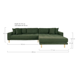 COLTAR LIDO CU 4 PERINI 290CM, DIN LEMN SI TEXTIL, CULOARE VERDE MASLINIU, HOUSE NORDIC - Img 5