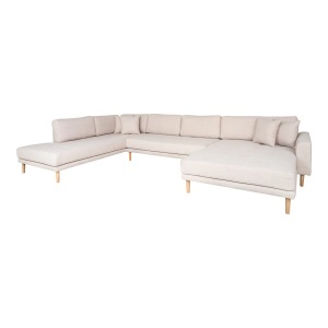COLTAR LIDO IN FORMA DE U, CU 4 PERINI 370CM, DIN LEMN SI TEXTIL, CULOARE BEJ, HOUSE NORDIC - Img 2