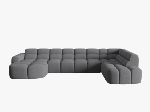 COLTAR LISA, DREAPTA, 7 LOCURI, 387 CM, GRI 89, TAPITERIE DIN STOFA, DESIGN DEOSEBIT - Img 2