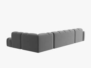 COLTAR LISA, DREAPTA, 7 LOCURI, 387 CM, GRI DESCHIS, TAPITERIE DIN CATIFEA, DESIGN DEOSEBIT - Img 4