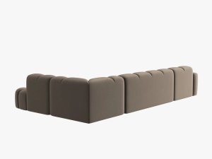 COLTAR LISA, DREAPTA, 7 LOCURI, 387 CM, MARO DESCHIS, TAPITERIE DIN CATIFEA, DESIGN DEOSEBIT - Img 4