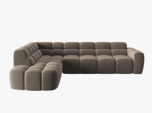 COLTAR LISA, STANGA, 5 LOCURI, 293 CM, MARO DESCHIS, TAPITERIE DIN CATIFEA, DESIGN DEOSEBIT - Img 2