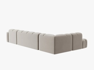COLTAR LISA, STANGA, 7 LOCURI, 387 CM, BEJ DESCHIS, TAPITERIE DIN CATIFEA, DESIGN DEOSEBIT - Img 4