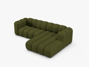 COLTAR LUPIN 260, PE DREAPTA, VERDE MASLINIU INCHIS, CU TAPITERIE DIN TEXTIL BOUCLE BALOO, MICADONI - Img 3