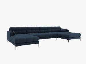 COLTAR MAMAIA, CU 6 LOCURI, ALBASTRU INCHIS, CU TAPITERIE DIN TEXTIL STRUCTURAT NEVE, MICADONI