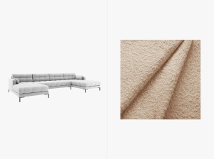 COLTAR MAMAIA, CU 6 LOCURI, BEJ, CU TAPITERIE DIN TEXTIL BOUCLE BALOO, MICADONI