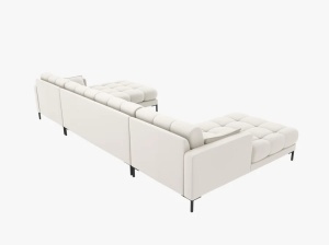 COLTAR MAMAIA, CU 6 LOCURI, BEJ DESCHIS, CU TAPITERIE DIN TEXTIL STRUCTURAT NEVE, MICADONI - Img 3