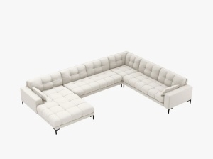 COLTAR MAMAIA, CU 7 LOCURI, PE DREAPTA, BEJ DESCHIS, CU TAPITERIE DIN TEXTIL STRUCTURAT NEVE, MICADONI - Img 3