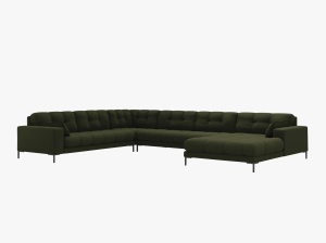COLTAR MAMAIA, CU 7 LOCURI, PE STANGA, VERDE MASLINIU INCHIS, CU TAPITERIE DIN TEXTIL STRUCTURAT NEVE, MICADONI