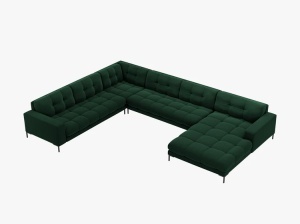 COLTAR MAMAIA, CU 7 LOCURI, PE STANGA, VERDE ROYAL BLUVEL 78, CU TAPITERIE DIN CATIFEA, MICADONI - Img 3
