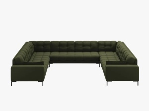 COLTAR MAMAIA, CU 9 LOCURI, VERDE MASLINIU INCHIS, CU TAPITERIE DIN TEXTIL STRUCTURAT NEVE, MICADONI - Img 2