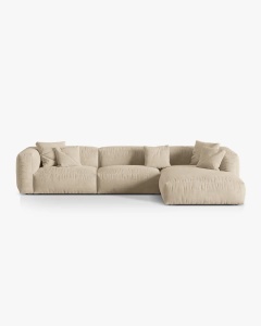 COLTAR MARTINA, 130X176 CM, PE DREAPTA, BEJ DESCHIS, TAPITAT CU TAPITERIE DIN TEXTIL CATIFEA VOGUE, MICADONI