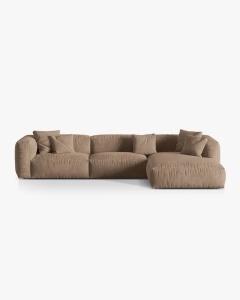 COLTAR MARTINA, 130X176 CM, PE DREAPTA, BEJ INCHIS, TAPITAT CU TAPITERIE DIN TEXTIL CATIFEA VOGUE, MICADONI