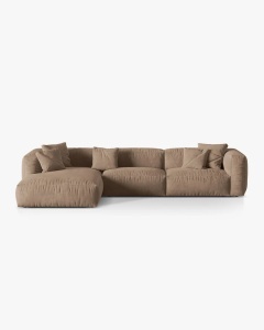 COLTAR MARTINA, 130X176 CM, PE STANGA, BEJ INCHIS, TAPITAT CU TAPITERIE DIN TEXTIL CATIFEA VOGUE, MICADONI