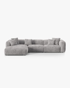 COLTAR MARTINA, 130X176 CM, PE STANGA, GRI DESCHIS, TAPITAT CU TAPITERIE DIN TEXTIL CORDOI TILIA, MICADONI
