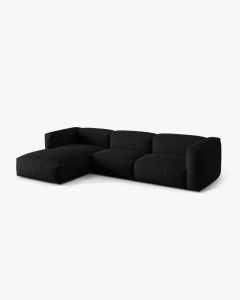 COLTAR MARTINA, 130X176 CM, PE STANGA, NEGRU, TAPITAT CU TAPITERIE DIN TEXTIL STRUCTURAT BOSTON, MICADONI - Img 2