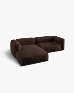 COLTAR MARTINA, CIOCOLATIU, 280 CM, STANGA, CU TAPITERIE DIN TEXTIL CATIFEA VOGUE, MICADONI - Img 4