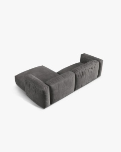 COLTAR MARTINA, GRI, 244 CM, PE DREAPTA, CU TAPITERIE DIN TEXTIL CATIFEA VOGUE, MICADONI - Img 4